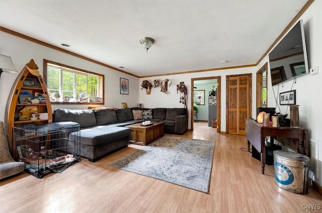10066 Point Rock Rd, Lee, NY 13440 - living room featuring crown molding and light wood-style flooring