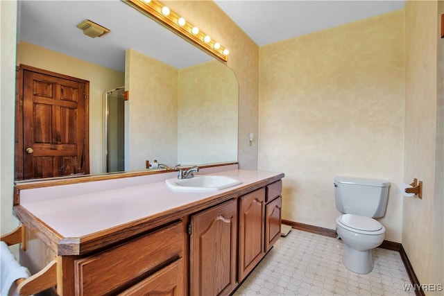 3851 Upper Mountain Rd, Cambria, NY 14132 - bathroom featuring vanity, tile patterned floors, and a shower with shower door