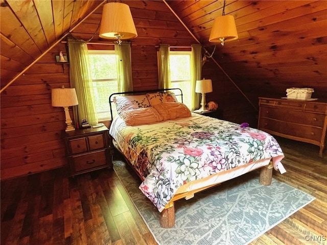13 Popple Hill Rd, Fowler, NY 13642 - bedroom featuring wood-type flooring, wood walls, lofted ceiling, and wood ceiling