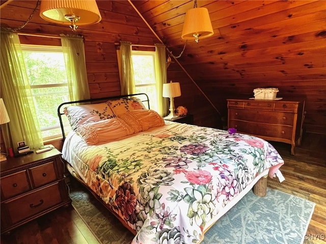 13 Popple Hill Rd, Fowler, NY 13642 - bedroom with lofted ceiling, wooden walls, wood finished floors, and wooden ceiling