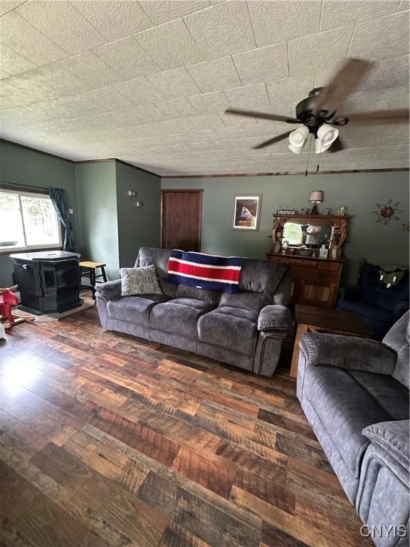 14309 Pearl St, Diana, NY 13648 - living room with ceiling fan and wood finished floors