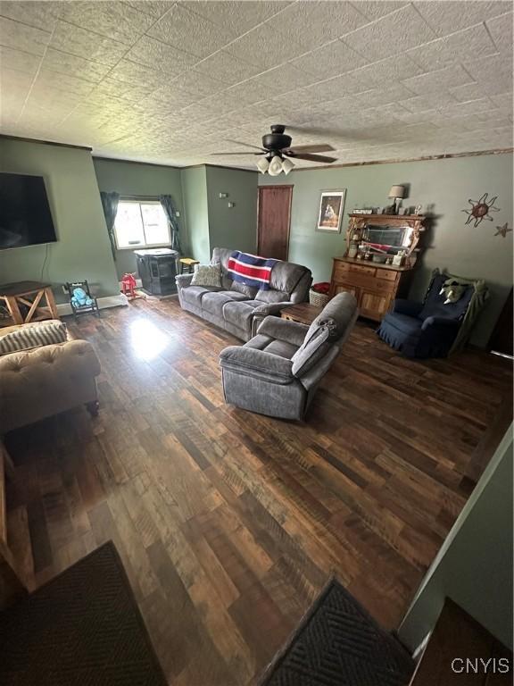14309 Pearl St, Diana, NY 13648 - living area featuring wood finished floors and ceiling fan