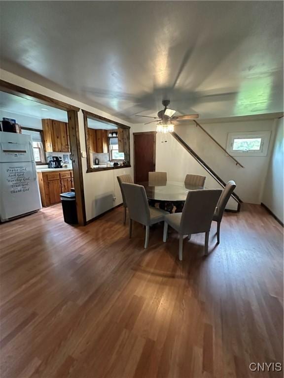 14309 Pearl St, Diana, NY 13648 - dining space featuring plenty of natural light, ceiling fan, and wood finished floors