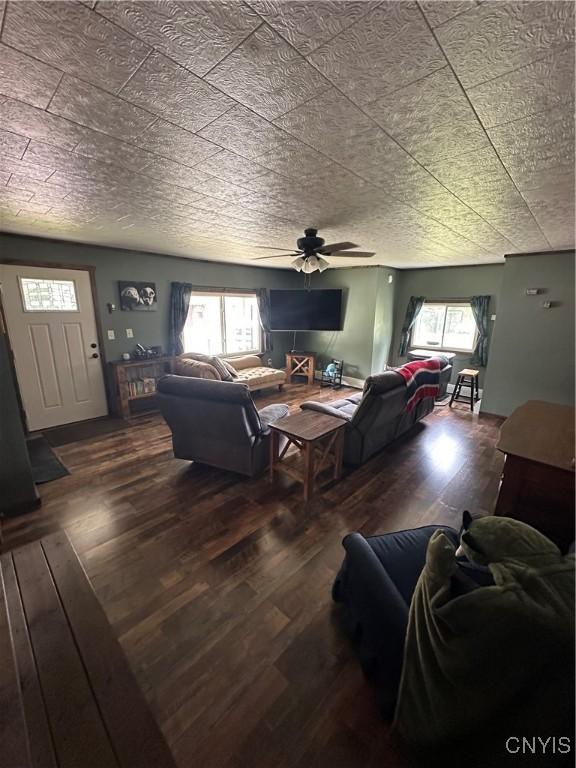 14309 Pearl St, Diana, NY 13648 - living room featuring wood-type flooring and ceiling fan