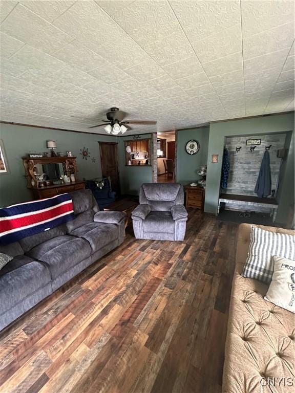 14309 Pearl St, Diana, NY 13648 - living room with hardwood / wood-style flooring and ceiling fan