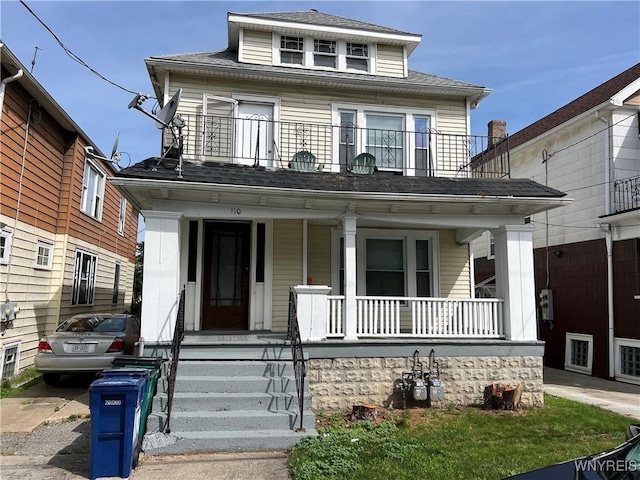 110 Weyand Ave, Buffalo, NY 14210 - traditional style home featuring covered porch, a balcony, and roof with shingles