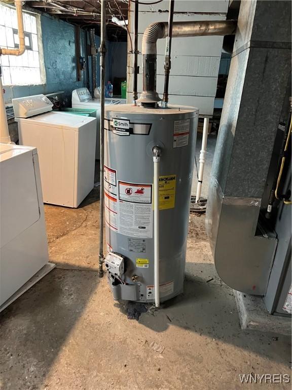 110 Weyand Ave, Buffalo, NY 14210 - utility room featuring gas water heater, separate washer and dryer, and heating unit