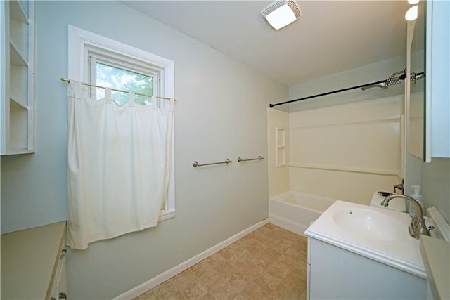 362 Euclid Ave, Elmira-City, NY 14905 - bathroom featuring vanity, washtub / shower combination, and tile patterned floors