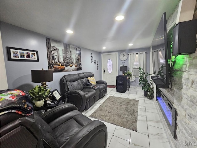 6 Bryant St, Utica, NY 13502 - living room with recessed lighting and light marble finish floors