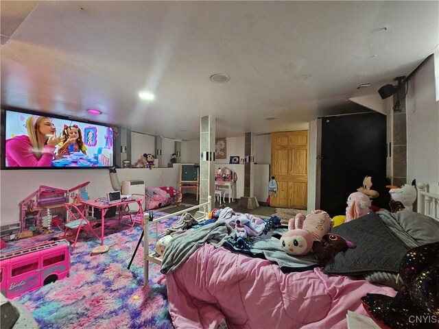 6 Bryant St, Utica, NY 13502 - carpeted bedroom featuring freestanding refrigerator and recessed lighting