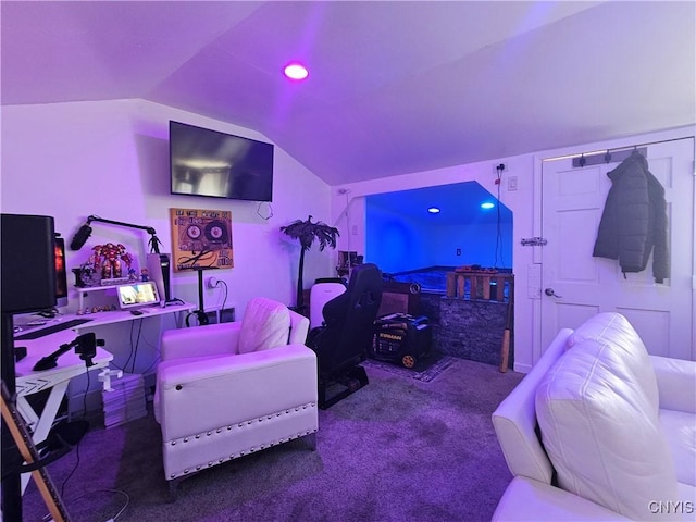 6 Bryant St, Utica, NY 13502 - living area featuring vaulted ceiling and carpet