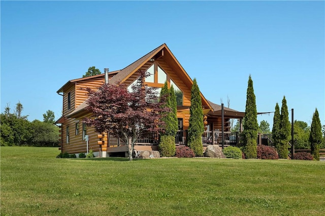 5600 State Route 81, Greenville, NY 12083 - log-style house with log exterior and a front yard