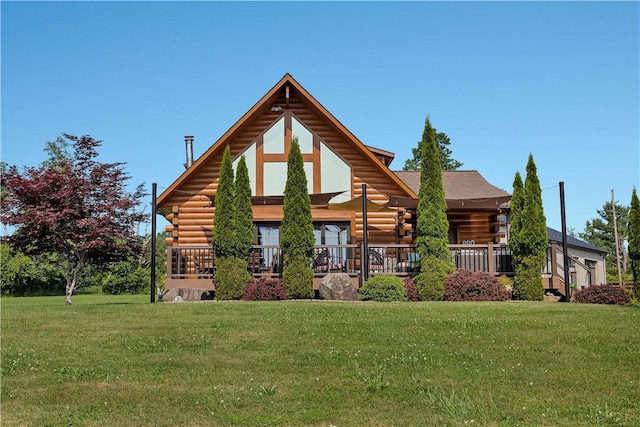 5600 State Route 81, Greenville, NY 12083 - log home with log exterior and a front lawn