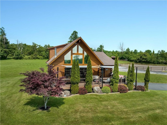 5600 State Route 81, Greenville, NY 12083 - view of front of property featuring a front yard and log exterior
