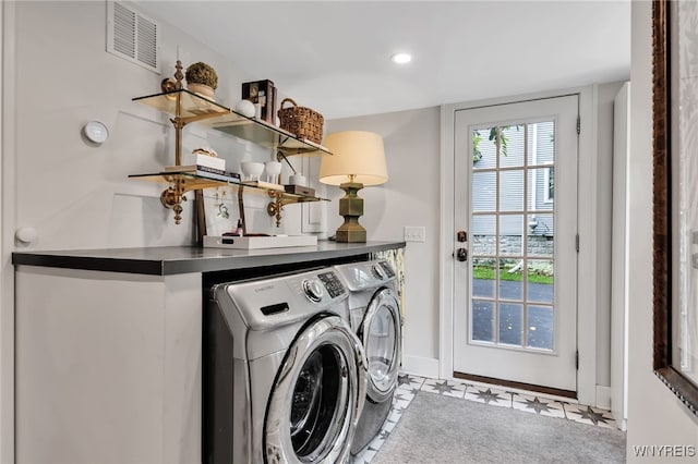 87 Garrison Rd, Amherst, NY 14221 - washroom with independent washer and dryer, recessed lighting, and tile patterned flooring