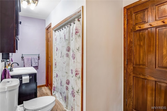 3317 D St, Niagara Falls, NY 14303 - bathroom featuring vanity, curtained shower, and wood finished floors