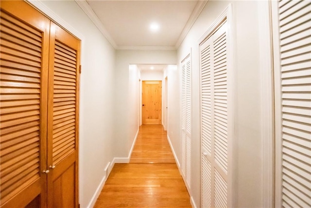 16353 W Lake Rd, Pulteney, NY 14418 - corridor featuring light wood-style floors and ornamental molding