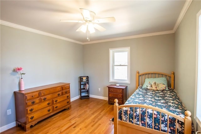 16353 W Lake Rd, Pulteney, NY 14418 - bedroom featuring light wood finished floors, ornamental molding, and ceiling fan