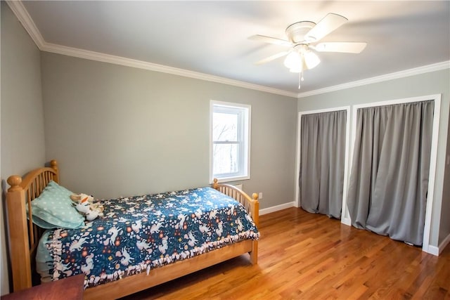 16353 W Lake Rd, Pulteney, NY 14418 - bedroom with crown molding, wood finished floors, and ceiling fan