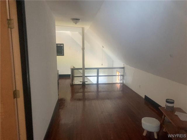 995 Tonawanda St, Buffalo, NY 14207 - additional living space featuring hardwood / wood-style flooring and vaulted ceiling
