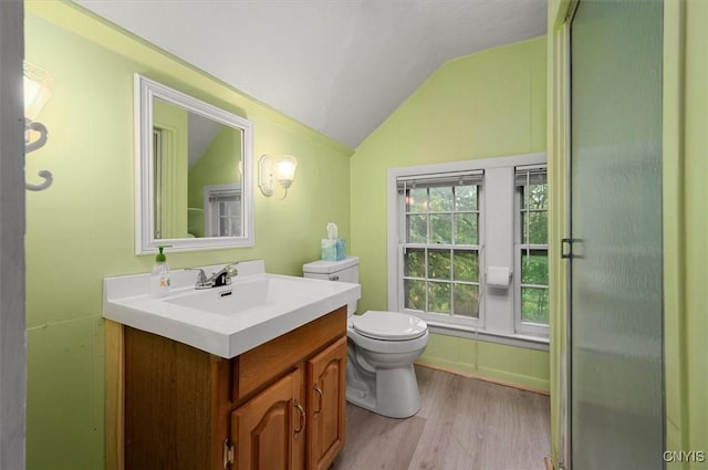 3864 Bristol Rd, Kirkland, NY 13323 - bathroom featuring wood finished floors, vanity, and vaulted ceiling