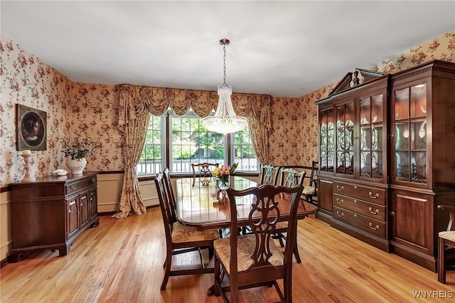 44 Deer Run, Amherst, NY 14221 - dining space with wallpapered walls, light wood-style flooring, and wainscoting