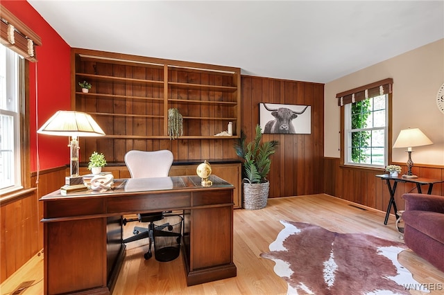 44 Deer Run, Amherst, NY 14221 - office space with a wainscoted wall, wood finished floors, and wood walls