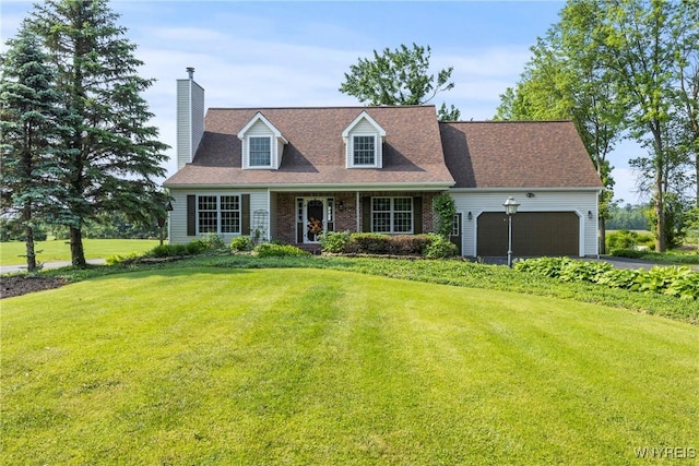 8345 Lapp Rd, Clarence, NY 14051 - cape cod-style house featuring a front lawn, driveway, and a chimney
