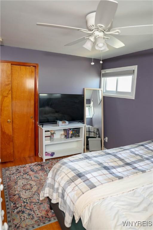 1422 Master St, North Tonawanda, NY 14120 - bedroom with wood finished floors and ceiling fan