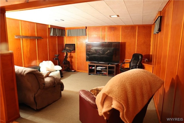 1422 Master St, North Tonawanda, NY 14120 - carpeted living room featuring wooden walls