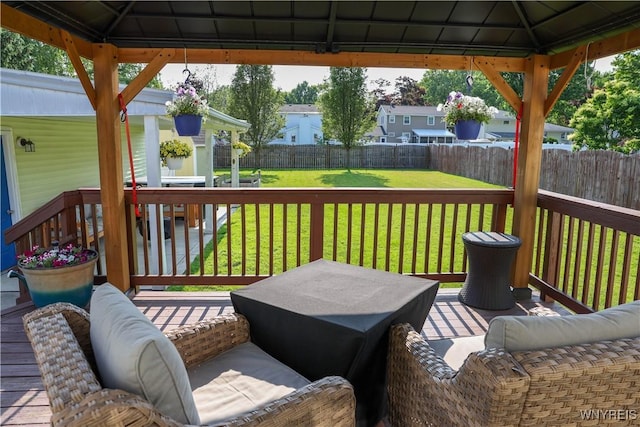 1422 Master St, North Tonawanda, NY 14120 - wooden terrace with a gazebo and a fenced backyard