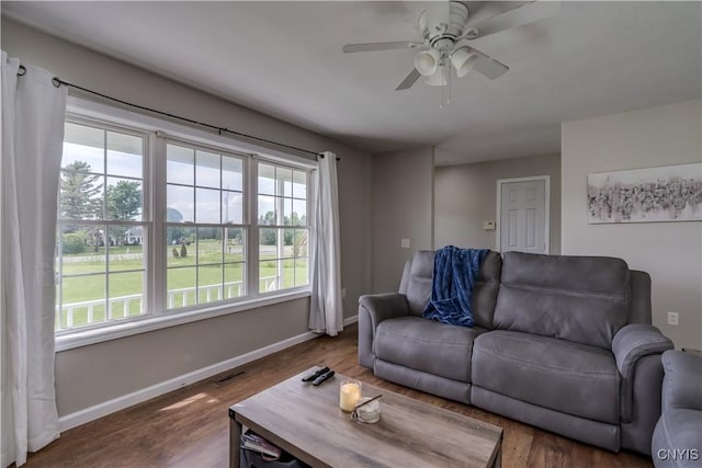 30656 Nys Route 37, Le Ray, NY 13637 - living area featuring a ceiling fan and wood finished floors