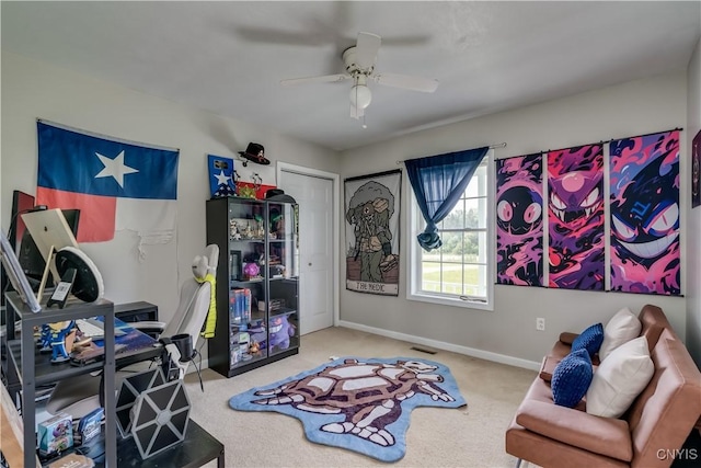 30656 Nys Route 37, Le Ray, NY 13637 - office area featuring carpet flooring and a ceiling fan