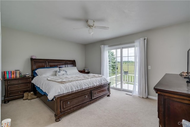 30656 Nys Route 37, Le Ray, NY 13637 - bedroom featuring access to exterior, light colored carpet, and a ceiling fan