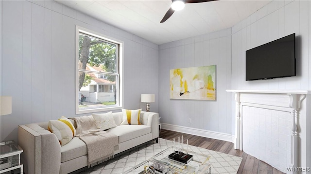 63 Briggs Ave, Buffalo, NY 14207 - living room featuring wood finished floors and ceiling fan
