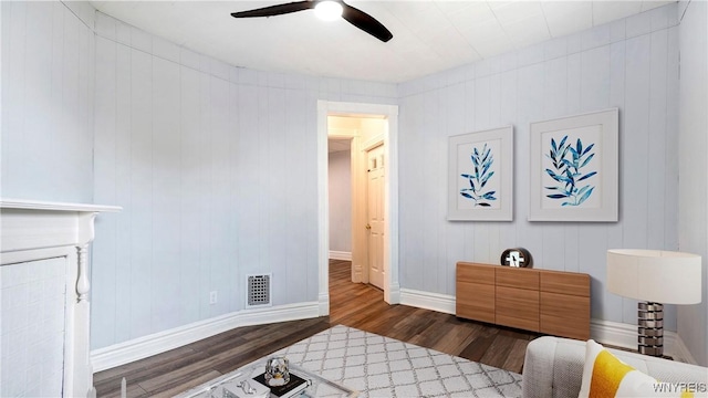 63 Briggs Ave, Buffalo, NY 14207 - living area featuring wood finished floors and ceiling fan