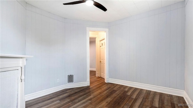 63 Briggs Ave, Buffalo, NY 14207 - unfurnished living room with dark wood-style floors and a ceiling fan