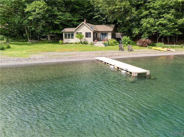 3271 Lanning Rd, Spafford, NY 13152 - dock area featuring a yard and a water view