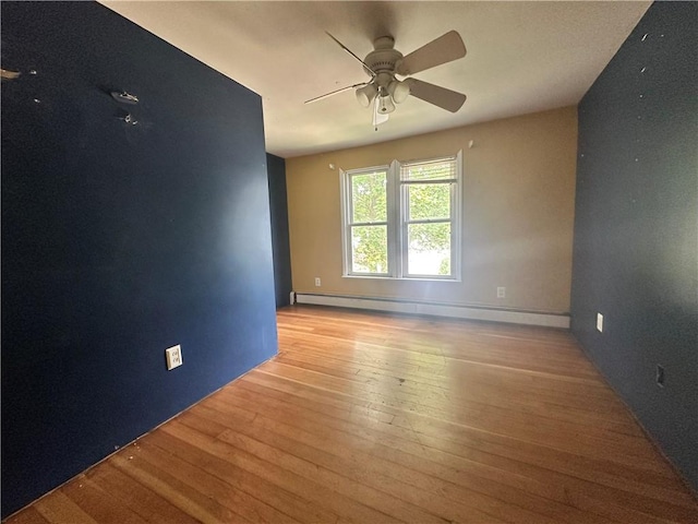 55 Maple St, Canisteo, NY 14823 - spare room with a baseboard heating unit, light wood-style floors, and a ceiling fan