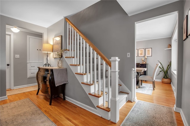 847 Starin Ave, Tonawanda-Town, NY 14223 - staircase featuring ornamental molding and wood finished floors