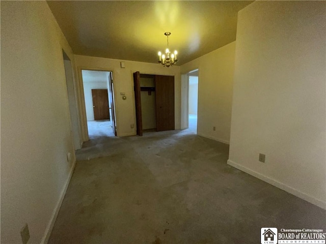 102 Broadhead Ave, Jamestown, NY 14701 - unfurnished dining area with a chandelier and carpet floors