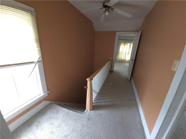 17 Lake St, Mount Morris, NY 14510 - hall with an upstairs landing, carpet floors, and vaulted ceiling