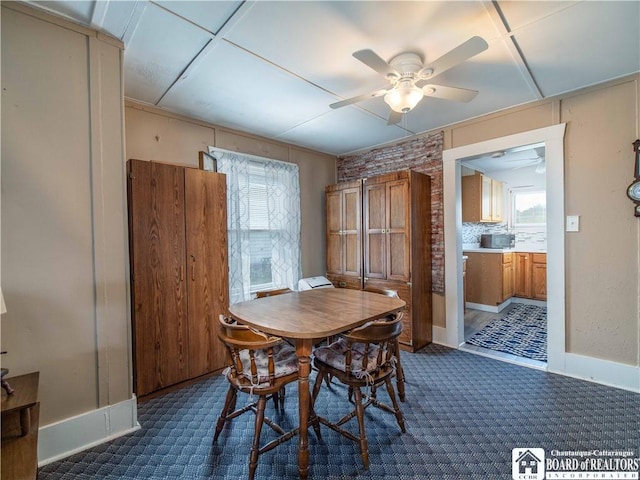 3971 Rte 430, Ellery, NY 14712 - dining room with a ceiling fan and dark colored carpet