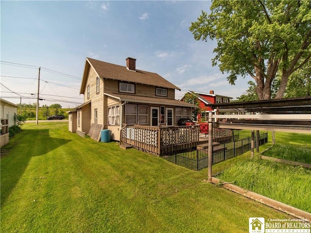3971 Rte 430, Ellery, NY 14712 - back of house featuring a chimney and a deck