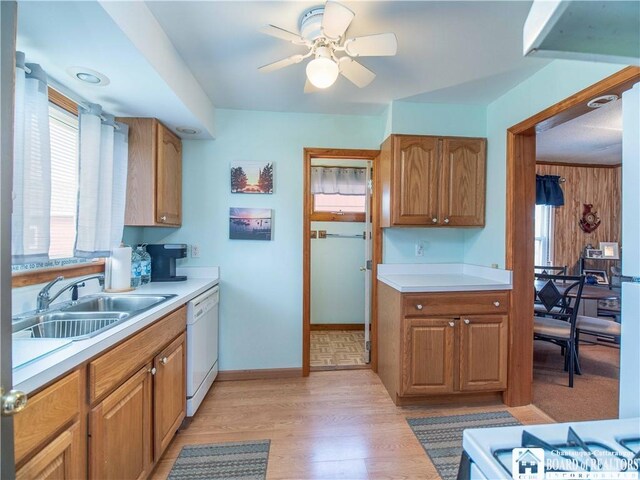 3971 Rte 430, Ellery, NY 14712 - kitchen featuring dishwasher, light countertops, a ceiling fan, and light wood finished floors