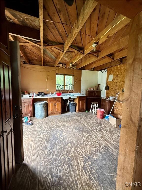 301 Pigeon Hill Rd, Plymouth, NY 13844 - miscellaneous room featuring wood ceiling
