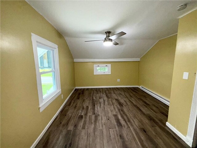 73 E River St, Fayette, NY 13165 - bonus room with vaulted ceiling, a baseboard heating unit, wood finished floors, and a ceiling fan