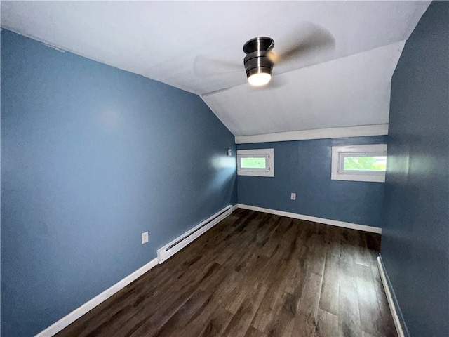 73 E River St, Fayette, NY 13165 - bonus room with baseboard heating, a ceiling fan, dark wood-type flooring, and lofted ceiling