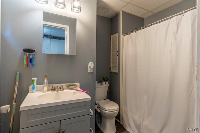 221.5 Lakeview Ave, Syracuse, NY 13204 - bathroom featuring vanity, a drop ceiling, and curtained shower