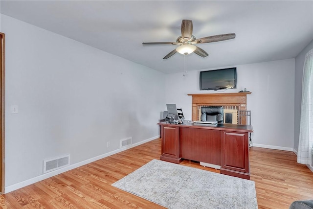 21 Wethersfield Rd, Chili, NY 14624 - home office featuring light wood-style flooring and ceiling fan